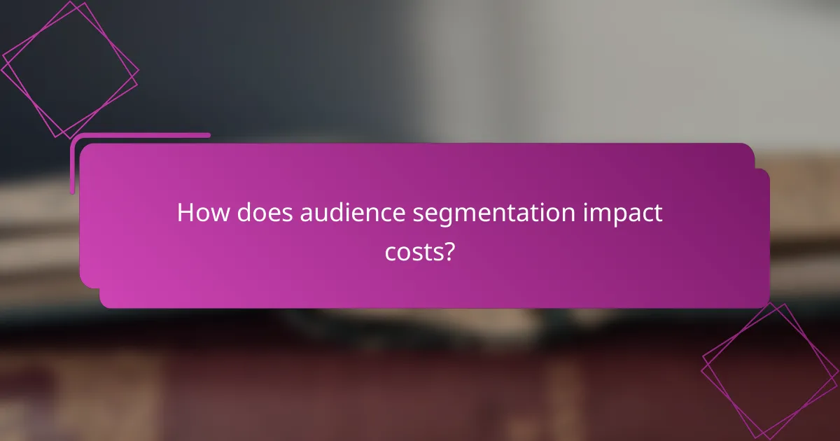 How does audience segmentation impact costs?