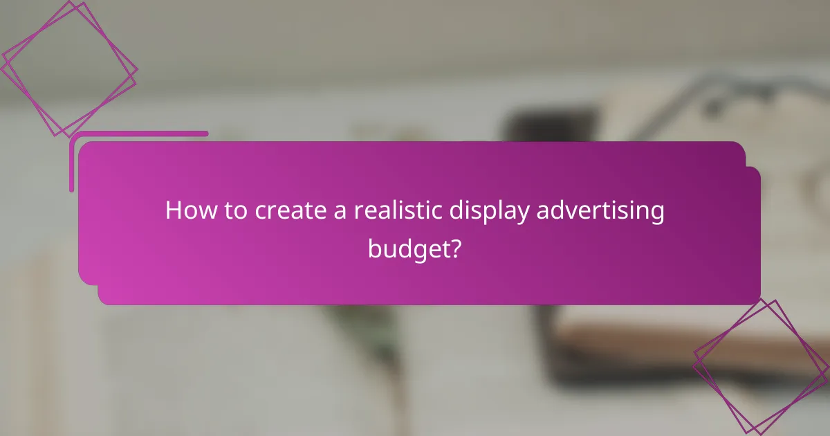 How to create a realistic display advertising budget?