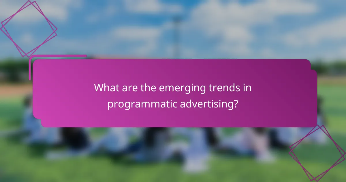 What are the emerging trends in programmatic advertising?