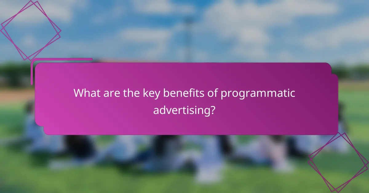 What are the key benefits of programmatic advertising?