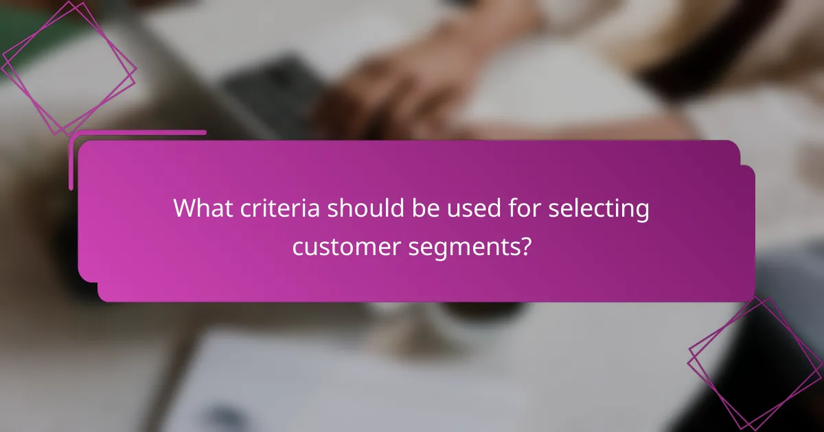 What criteria should be used for selecting customer segments?