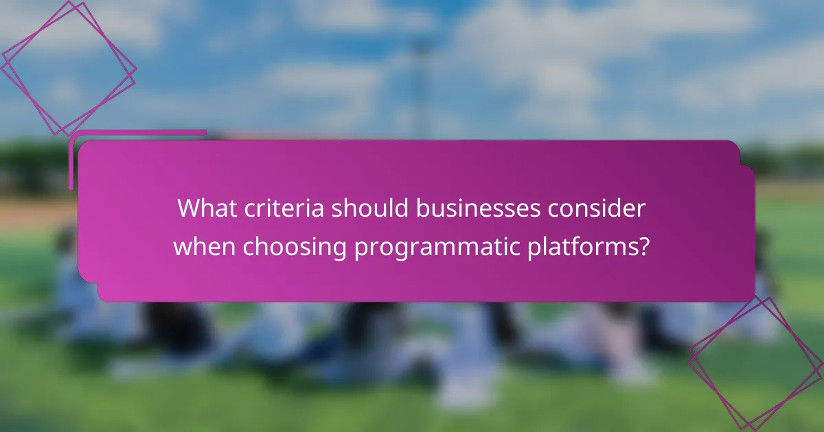 What criteria should businesses consider when choosing programmatic platforms?